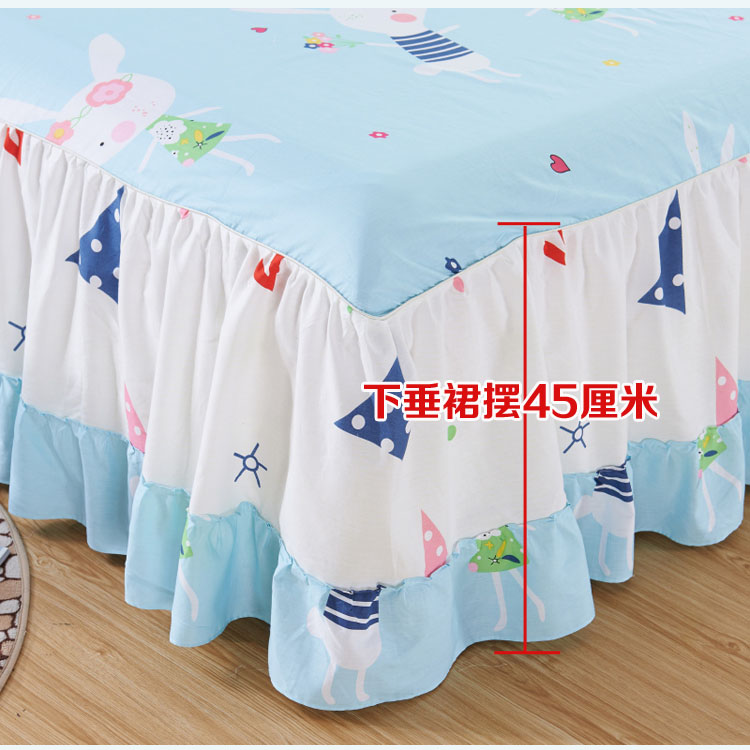 Giường bọc giường loại 1,8 cotton đơn giản cotton 1,5 đơn chống trượt bảo vệ 2.0m giường nhóm ba mảnh đôi ga giường viền ren