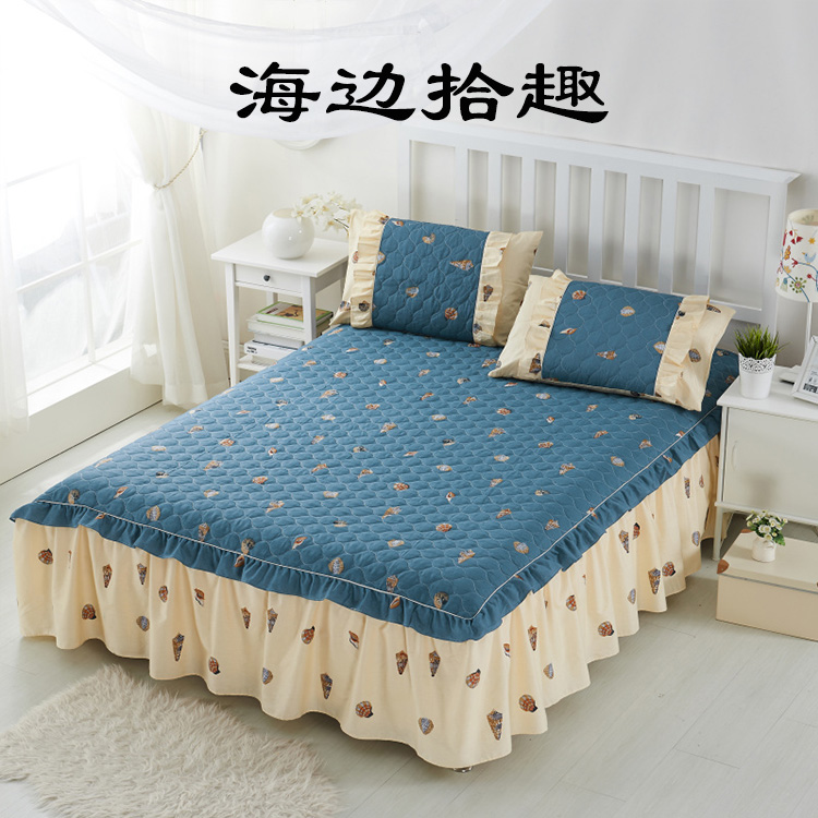 Dày giường váy ngủ váy mảnh duy nhất của bông bông khăn trải giường giường bông nệm bảo vệ tấm bìa trượt và bông - Váy Petti 	chân váy giường