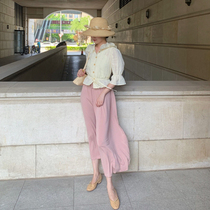 2022 Summer thin section 100 lap copper ammonia silk pants woman high waist display slim 90% pants loose pituality casual broadlegged pants
