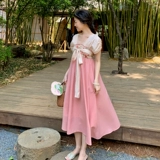 王寒嫣 Улучшение национального стиля Hanfu Национальное стиль юбки женская ретро -ретро нежные дневные фейреи древний стиль платье лето лето