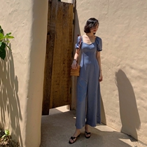 Wang Chill conjoined pants woman advanced sensational satin face French style high waist display slim width legs small sub-dress pants summer