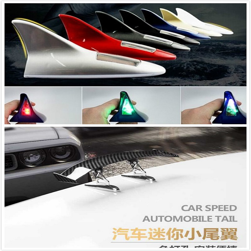 Car tail Shark fin Top wing decoration Mini modification Free punching Universal personality creative jewelry Anti-rear-end wy