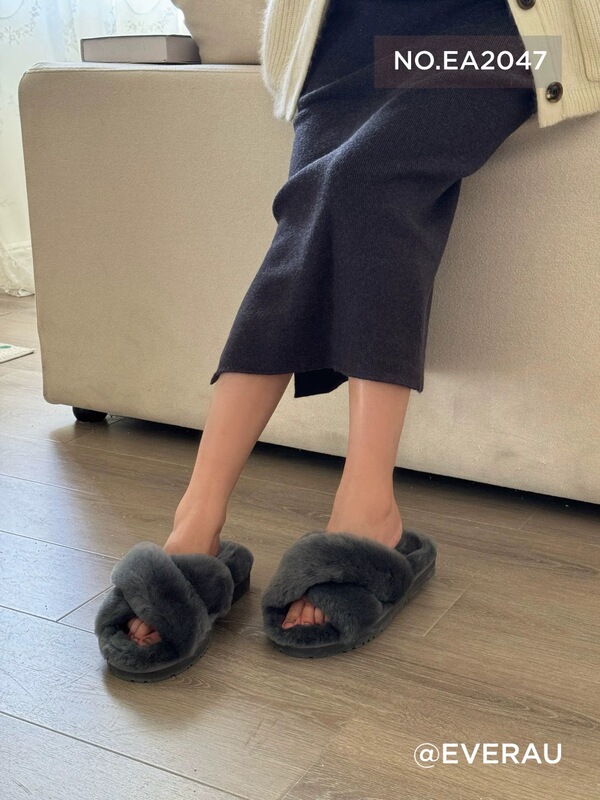 Australian Everau Genuine Merino Wool Slippers for Women, Autumn and Winter Fur Integrated Slippers Ea2047 Australian Everau Genuine Merino Wool Slippers for Women, Autumn and Winter Fur Integrated Slippers Ea2047