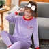 Sky Blue Winter Pyjama Nữ Plus Velvet Dày Ấm Coral Velvet Ren Công chúa Gió Hair Band Bộ đồ hai dây Phụ nữ cao cấp