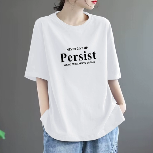 Хлопковая летняя модная футболка с коротким рукавом, в корейском стиле, большой размер, свободный крой, по фигуре, короткий рукав