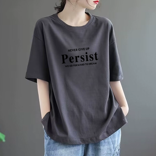 Хлопковая летняя модная футболка с коротким рукавом, в корейском стиле, большой размер, свободный крой, по фигуре, короткий рукав