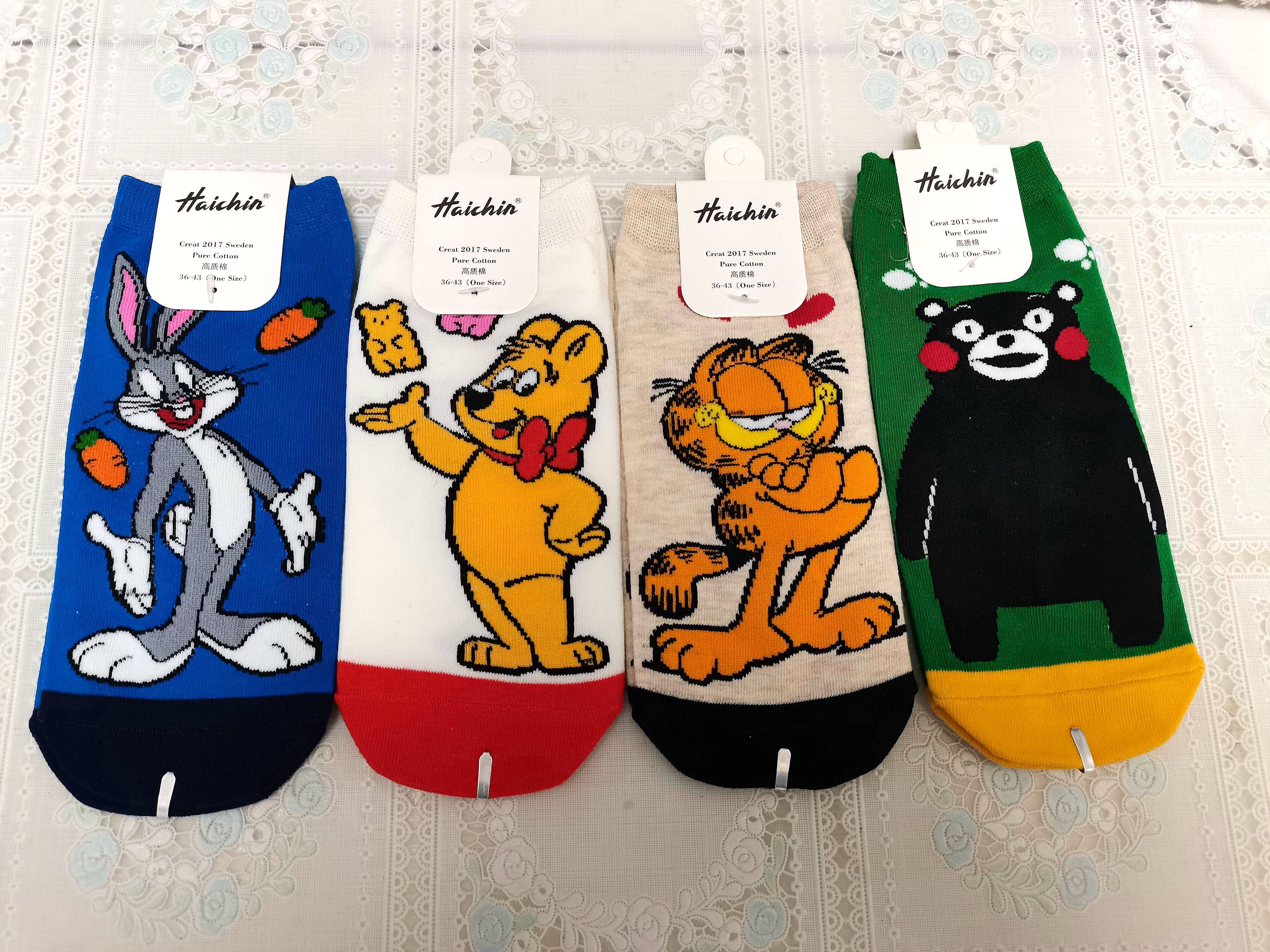 Haichin stockings four seasons thin high - quality cotton socks anti - smell sweating tide - tag men and women socks 4 pairs