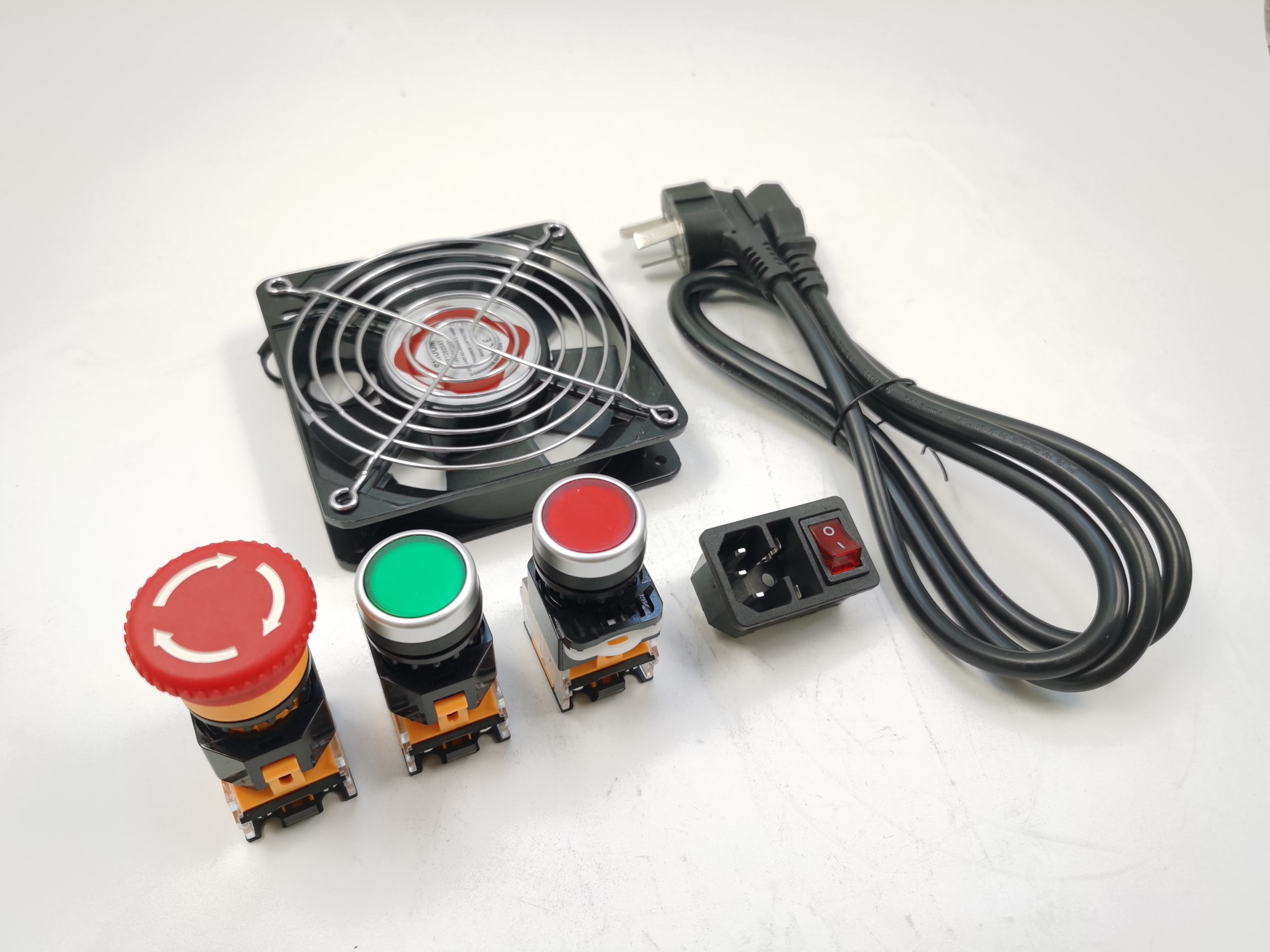 Distribution box switch emergency stop button power press cooling fan plug power seat set