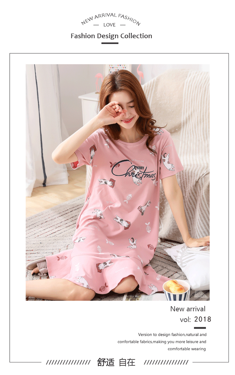 Yu Zhaolin mới đồ ngủ cotton Hàn Quốc dịch vụ tại nhà giản dị dễ thương ngọt ngào đầu lỏng phần mỏng váy ngủ váy ngủ gợi cảm