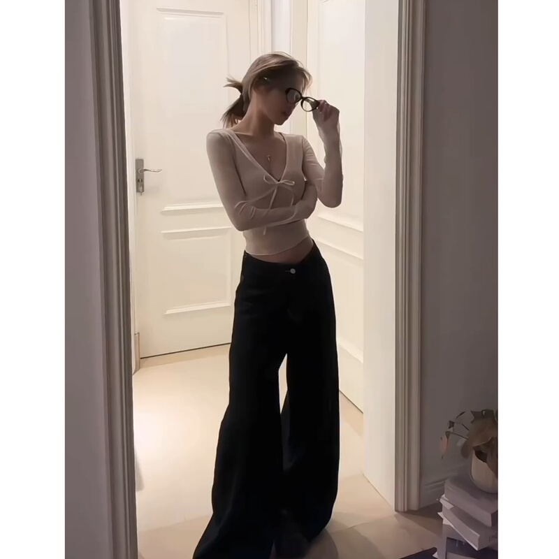 180cm Extra-Long Tall Women's Jeans with a Street Style, Loose Fit, Drapey Feel, and Wide-Leg Design That Reaches the Ground