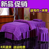 Vẻ đẹp giường mềm mại cotton đơn tấm dày bốn bộ trị liệu massage với lỗ giường tùy chỉnh ga bọc giường spa