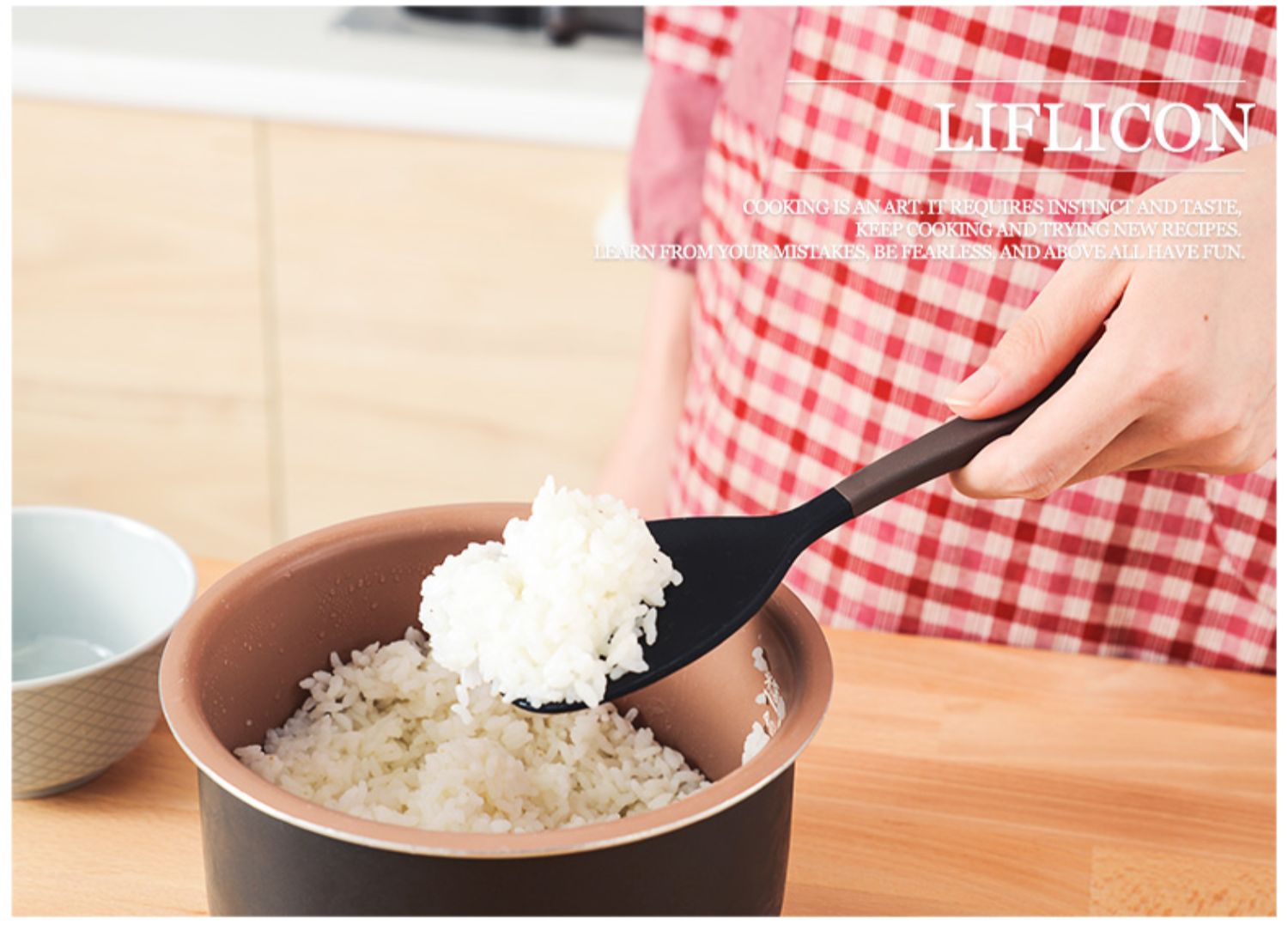Liflicon Platinum Silicone Sh xẻ Spoon Bộ dụng cụ nhà bếp Set Spatula Nhiệt độ cao Soup Spoon Colander Không dính Áp dụng - Phòng bếp chảo tổ ong