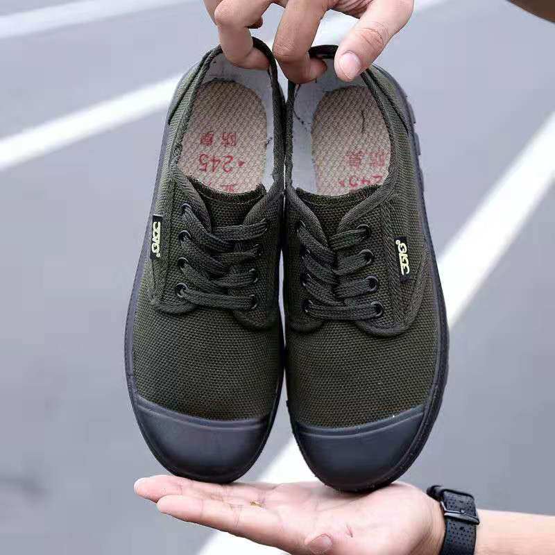 Combat training shoes imitation 3537 spring and autumn non-slip rubber wear-resistant rubber sole modified version navy blue linen interior deodorant labor protection shoes
