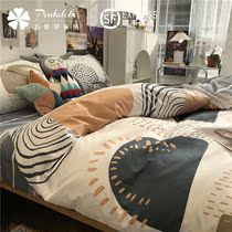 ins Nordic minimalist apartment bed four pieces of full cotton pure cotton quilt cover mens three sets 1 5m art bed linen