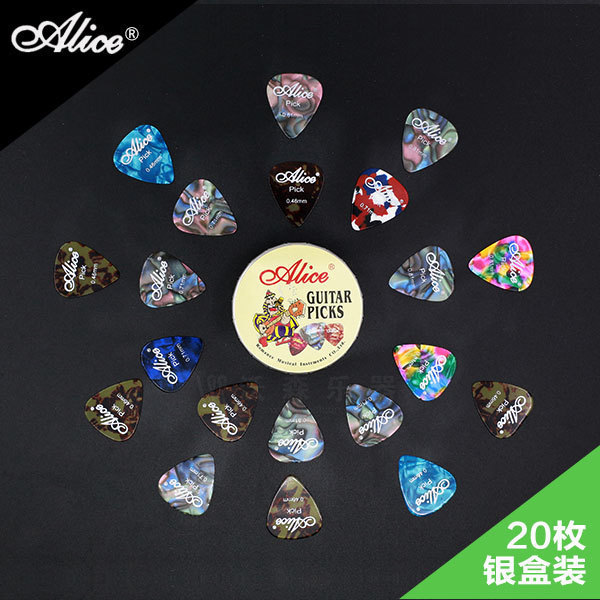 Alice Alice Guitar Picks Large Round Metal Pick Box Set with 20 Pieces