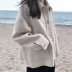 FANERER Hàn Quốc Áo len mới retro sang trọng thời trang đa năng ve áo ngắn áo khoác nữ áo ấm Áo khoác ngắn