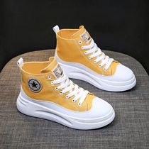 Aini fashion womens shoes 2021 New Korean version of high canvas shoes womens thick bottom cake shoes Joker high casual shoes