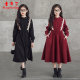 CUHK girls' long-sleeved dress 2022 new velvet mid-length skirt girl foreign style winter and autumn parent-child outfit trend