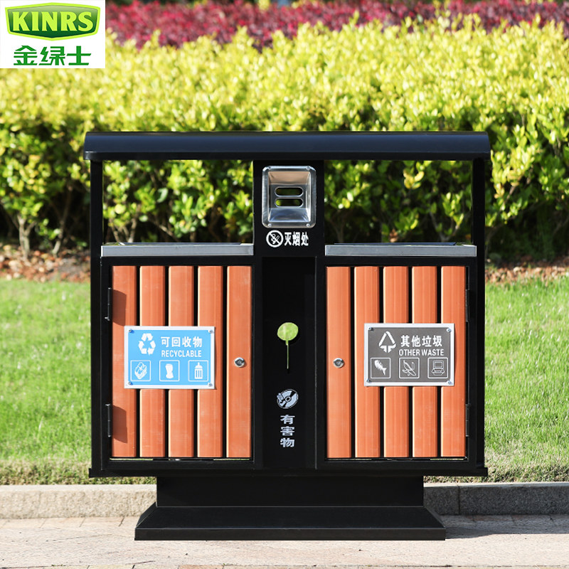 Outdoor trash can large sanitation stainless steel sorting peel box outdoor park scenic area property community trash can