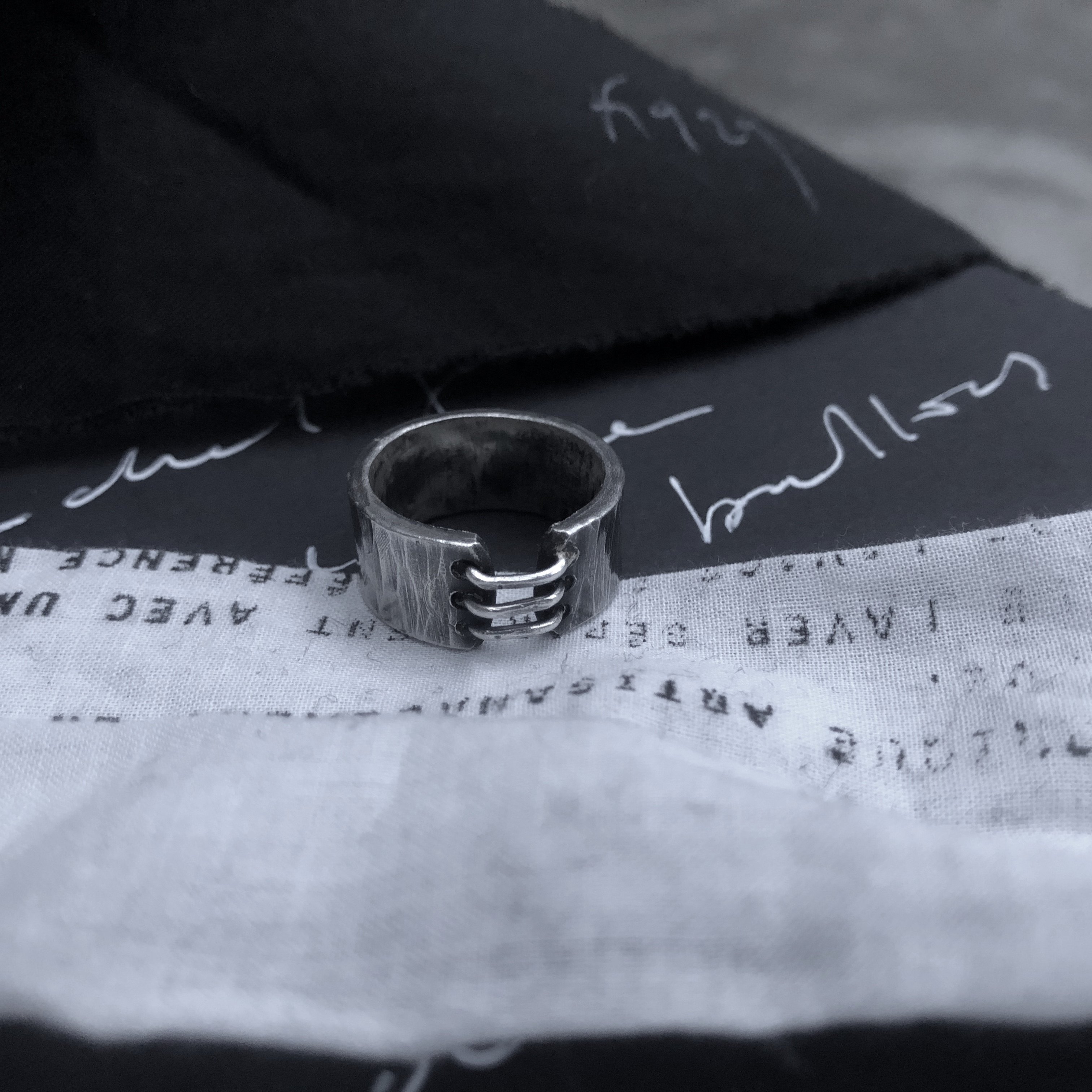 Dark Black Niche Independent Original Design Bondage Pure Silver Handmade Ring