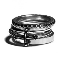 Domestic spot Werkstatt Munchen M1330 Cross sterling silver ring Four-in-one group ring