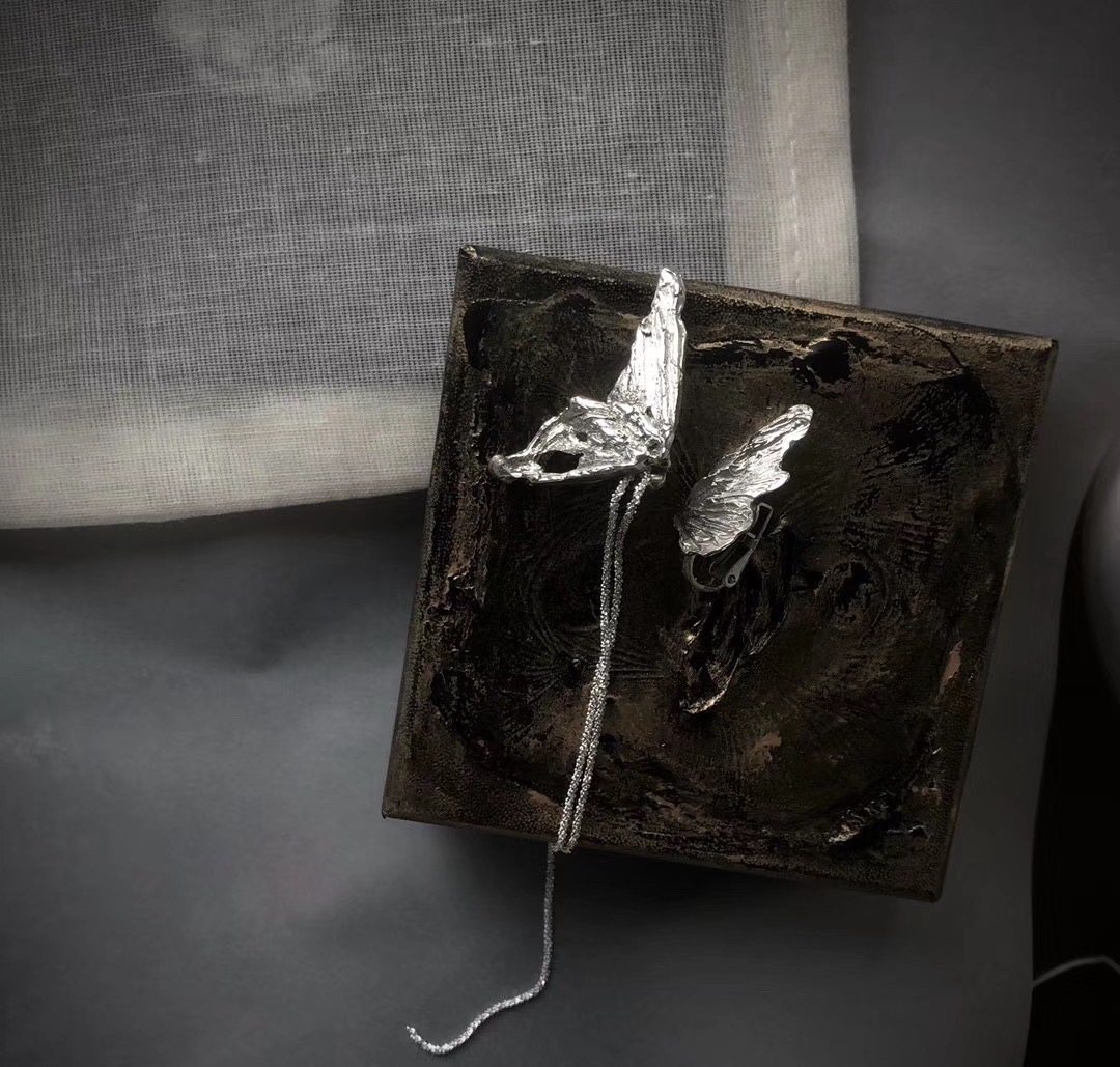 Domestic spot | Aokinside small crowddesigner brand pure silver handmade butterfly earring ear clip