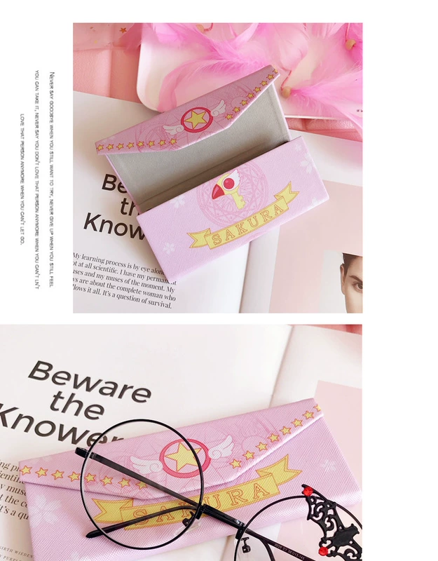 Học sinh tuổi teen khung kính trường hợp nữ ins sakura di động gấp tam giác dễ thương đơn giản sáng tạo trường hợp kính - Kính khung