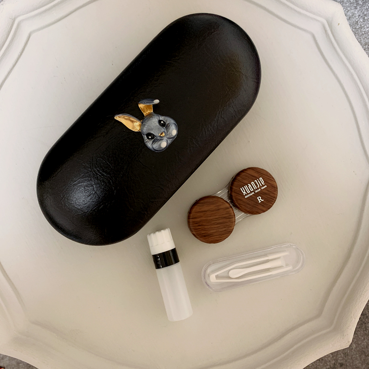 Grey Rabbit (Double Deck)double-deck Dual purpose frame glasses case invisible Duplex box grain Anti pressure Portable ins Dual purpose Meitong box storage box