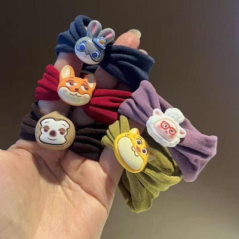 Zootopia Wide Elastic Hair Ties Judy Nick Mayor Sheep Wide-Brimmed Rabbit Fox Hair Rope Hair Accessories