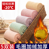 Thick socks womens cotton socks winter thickened velvet tube socks Autumn and winter warm wool stockings Long tube floor socks women