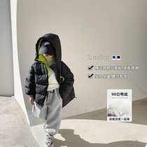 Slightly childlike boys down clothes 2021 new foreign air winter clothing big children design high end 90 suede jacket