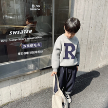 Slightly childrens clothing boy sweater 2021 New autumn winter clothing Thickened Baby Beats the undershirt Korean version Childrens knitted sweatshirt