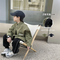 Slightly Child Clothing Boy Garnter Shirt Jacket Foreign Gas Trendy Winter Clothing Day Department Children Thickened Rocking Grain Suede Lining Clothes