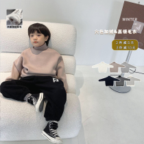 Slightly childrens clothing boy sweaters galloff thickened winter childrens undershirt foreign air high collar baby needle cardiovert blouse