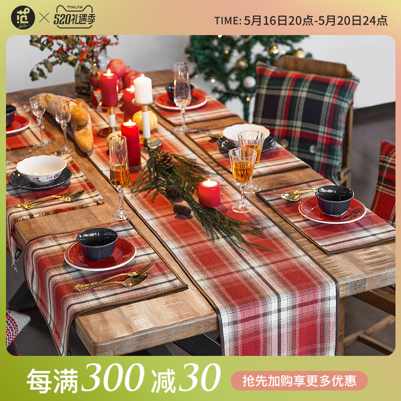 Fan Gu attitude Christmas birthday American festival red tableflag in Nordic tablecloth custom party tea bar cloth