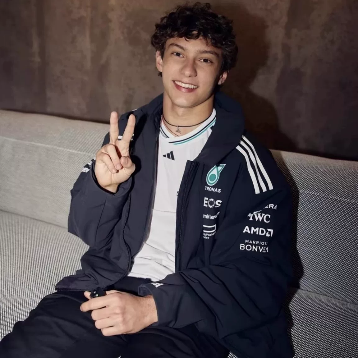Adidas × Mercedes AMG Petronas F1 со-брендированная Mercedes F1 спортивная куртка