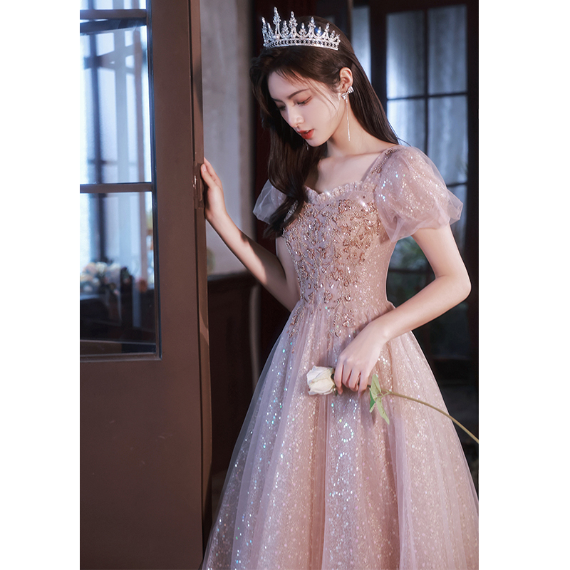 Pink Evening Dress for Women, Light Luxury, Niche, High-End, Sophisticated, High School Student Coming-Of-Age Ceremony Host Performance Dress, Princess Dress Pink Evening Dress for Women, Light Luxury, Niche, High-End, Sophisticated, High School Student Coming-Of-Age Ceremony Host Performance Dress, Princess Dress