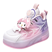 Girls running shoes spring and autumn 2024 new four-wheel lighted childrens skates girls Internet celebrity roller skating running shoes
