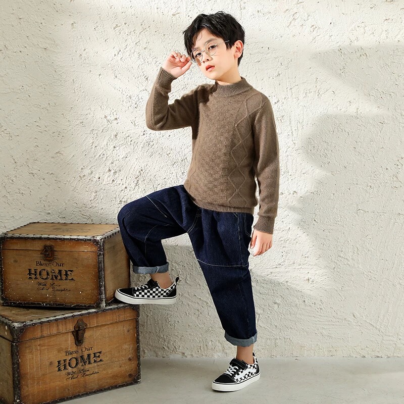 246 Years Ago, Clearance of Children's Models! Soft 100% Wool Alanhua Unisex Thick Children's Wool Sweater D68