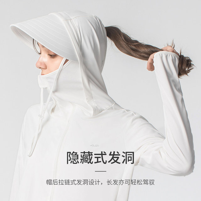 ACUC sunscreen women's anti-ultraviolet breathable summer long-sleeved cycling thin ice silk jacket with detachable cap sunscreen