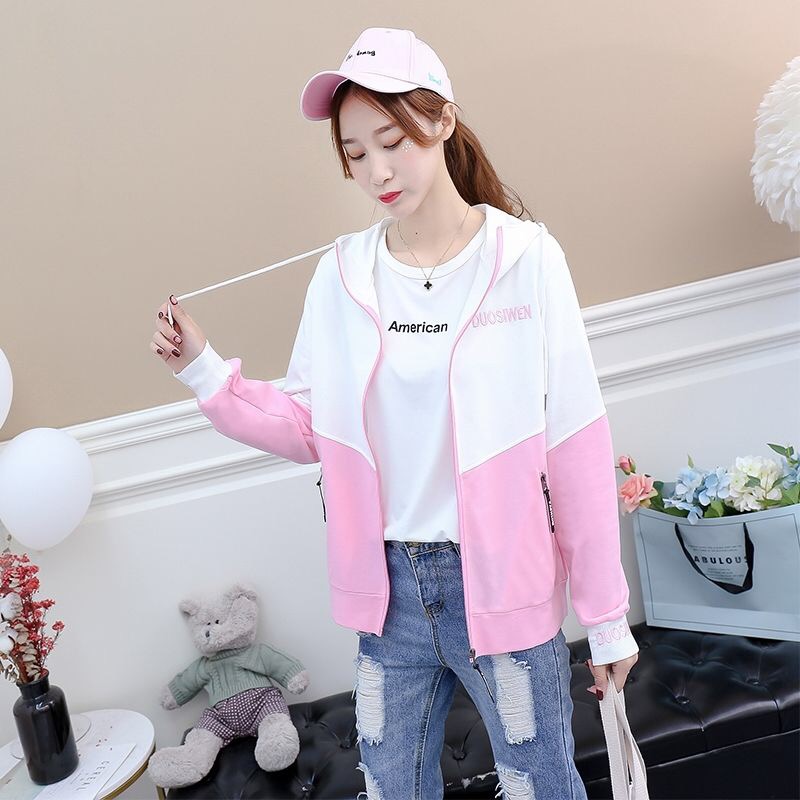 Tide ins wei hood2020 mùa xuân mới và mùa thu ngắn mỏng áo nịt áo khoác dài tay bông mùa thu áo khoác đầu của phụ nữ phụ nữ