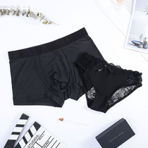 2-pack couple underwear ice silk cute double underwear men and women sexy temptation fun hot lace suit