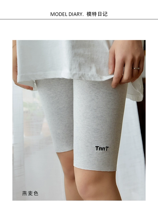 Quần legging cotton chống sáng cho nữ có thể mặc bên ngoài quần dài cạp cao, quần lọt khe đen - Quần tây thường