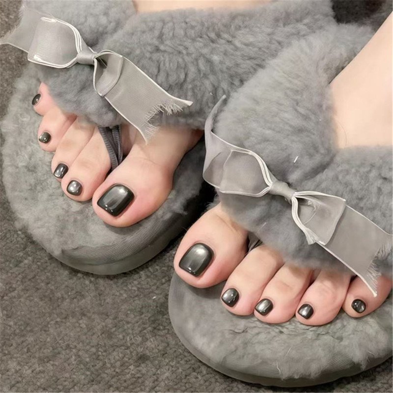 Handmade Black Cat-Eye Toenails, High-End Toenail Patches, Pure Color Finished Toenails, Whitening Toenail Nail Art Patches