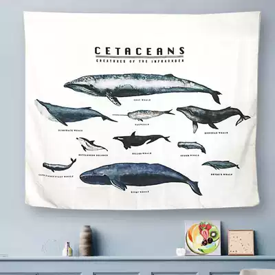 Foreign trade export whale illustration INS style simple hanging cloth Nordic background cloth bedroom living room B & B decorative wall cloth