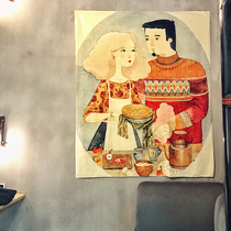 Foreign trade export American country art illustration ins hanging cloth room layout oversized decorative wall cloth background cloth