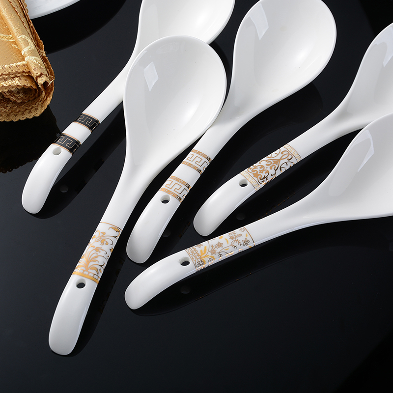 Ceramic spoon high temperature roast high-end drink broth spoon bone porcelain European tablespoon tablespoon creative porridge spoon