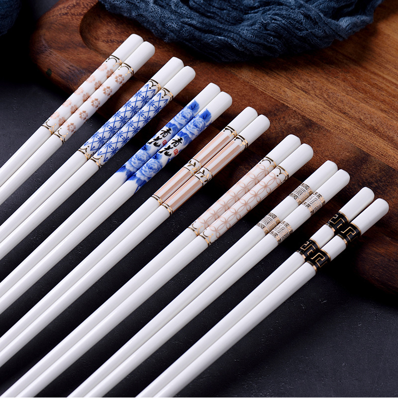 8 Double ceramic chopsticks one person one chopstick household chopsticks high - grade fast - grade bone porcelain personality family without mold