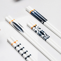 Five-double-day style ceramic chopsticks for domestic mildew health and environmental protection One-chopstick high-face value fast sub-high temperature resistant bone porcelain
