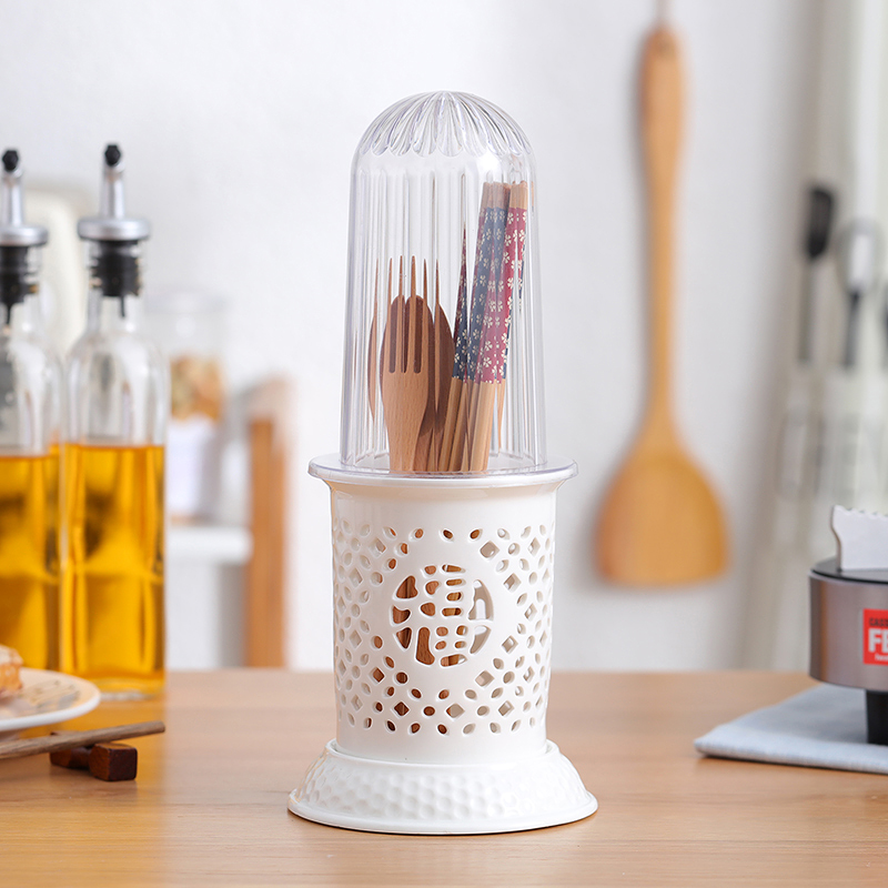 With lid sub-ceramic chopstick cylinder anti-dust chopstick basket hollow-proof chopstick cage Creative day style chopstick cylinder single-cylinder home
